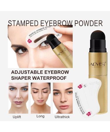 Dual Color Eyebrow Stamp Stencil Kit - Waterproof One Step Brow Powder Stamp with 24 Reusable Stencils and Tools - Medium Brown & Light Brown - Buy Online on GoSupps.com