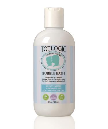 TotLogic Sulfate Free Bubble Bath - 8 oz, Original Scent, Gentle & Hypoallergenic, Rich in Antioxidants & Botanicals, No Parabens, No Phthalates, No Sulfates