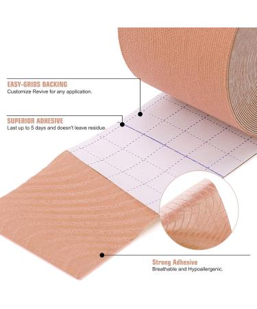 FOU Kinesiology Tape - Waterproof Athletic Sports Tape (8 Rolls) for Knee Shoulder Ankle Elbow Pain Relief & Joint Support - 1 Inch x 16.4ft (Beige - Buy Online on GoSupps.com