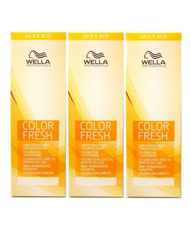 Wella Color Fresh Acid 7/44 medium blonde red-intense 3 x 75 ml tinting liquid gel tint pH 6.5 CF