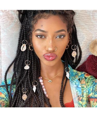 Pligreat 60-Piece Mussel Dreadlocks Hair Rings | Vintage Braids Jewelry for Men & Women | Beach Style Hair Charms & Dreadlock Accessories - Buy Online on GoSupps.com
