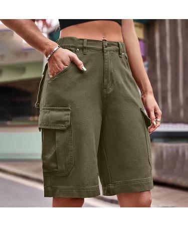Women's Cargo Shorts for Hiking & Workout | High Waist Bermuda Style with Zipper | Large Coffee - Buy Online on GoSupps.com