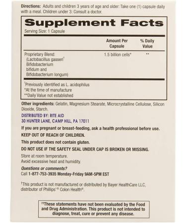 Rite Aid Probiotic Colon Support Capsules - 60 Count | Daily Supplement for Gut Health | Restoring Good Bacteria | Men's & Women's Probiotics - Buy Online on GoSupps.com