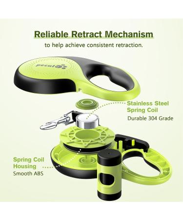 Pecute 3m Dog Leash | Eco-Friendly Roller Linen with Feces Bag Holder 360 Extension Anti-Slip Handle & Quick Brake for Dogs Up to 15kg - Buy Online on GoSupps.com