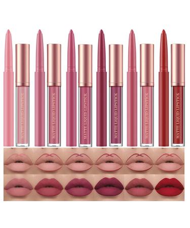 12 Pcs Liquid Lipstick Lipliner Set Nude Lipliner Matte Lipstick Long Lasting Non-Fading Stay On 24 Hours Waterproof Lip Glosses Makeup Set Gift For Women (Set B) - Buy Online on GoSupps.com