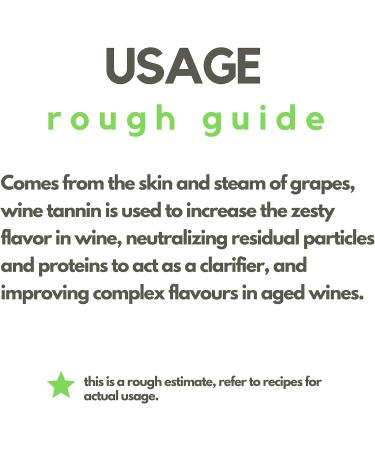 Wine Tannin Powder (100g) | Packed in Canada| Increase the Zesty Flavor Acts as a Clarifier Improve Wine Aging Quality| Add Astringency| Comes from Skin and Stems of Grapes| Not Intended for Acid Balancing| by Elo s Premium - Buy Online on GoSupps.com