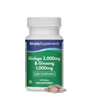 Ginkgo Biloba and Korean Ginseng (Panax) | 120 Tablets | Vegan Friendly | Up to 2 Months of Benefit | SimplySupplements