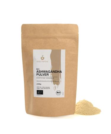 Bio Ashwagandha Pulver (500g) ground Ashwagandha Wurzel Ashwagandha powder from organic cultivation 100% natural and pure vegan 500 g (1 Pack)