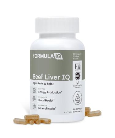 FIQ - Beef Liver IQ - Beef Liver Capsules - Supports Energy Production - Natural Iron Copper Vitamin A & Vitamin B - High Absorption - 120 Capsules