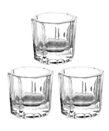 Herbests 3 pieces of dappen glass for nail art clear nail art cup of glass shell nail art acrylic liquid powder container glass dappen dappensche nail glass shell manicure care tools