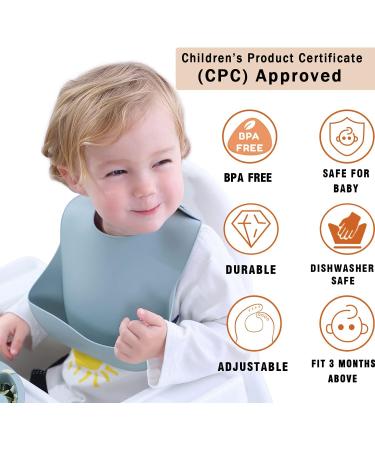 3Pcs Moonkie Baby Bibs Set - Silicone Feeding Bibs for Babies and Toddlers | Waterproof, BPA-Free, Adjustable with Food Crumb Catcher Pocket | Pink/Pastel Yellow/Soft Pink - Buy Online on GoSupps.com
