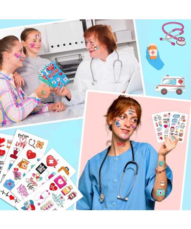 GeRRiT 10Pack Nurse Temporary Tattoos Sticker Medical Nurse Graduation Themed Decorations Future Pharmacist Pharmacy Stickers Temporary Tattoos for Graduation Adults Boys Girls Prizes Carnival - Buy Online on GoSupps.com