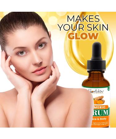 Herblov Turmeric Serum for Face & Body - All-Natural Skin Brightening Serum - Fights Acne, Evens Tone, Heals Scars - Made in the USA - Buy Online on GoSupps.com