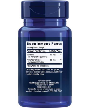 Life Extension Super Ubiquinol CoQ10 50mg - Enhanced Mitochondrial Support, 30 Softgels - Buy Online on GoSupps.com