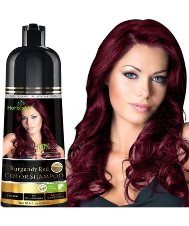 Herbishh Hair Color Shampoo for Gray Hair   Magic Hair Dye Shampoo   Colors Hair in Minutes Long Lasting 500 Ml 3-In-1 Hair Color Ammonia-Free (Burgundy)