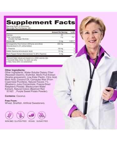 3000mg Organic Ashwagandha Gummies, 5-IN-1 Ashwagandha Supplements, Anxiety Gummies with Vitamin B6 & L-Theanine & GABA & Black Pepper, Ashwagandha for Women & Men - Calming & Relax, 120 Gummies - Buy Online on GoSupps.com