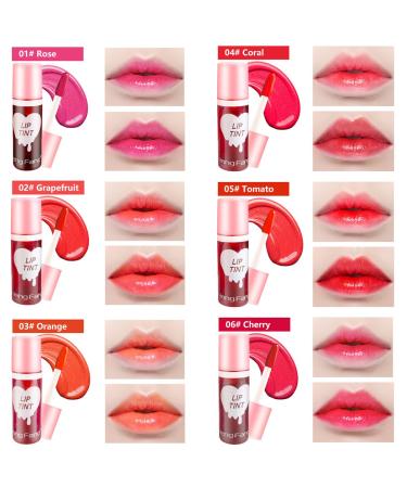 6 Colors Korean Lip Tint Stain Set | Non-Sticky Long Lasting Gloss & Cheek Tint | Multi-Use Mini Liquid Lipstick in Pink Box - Buy Online on GoSupps.com