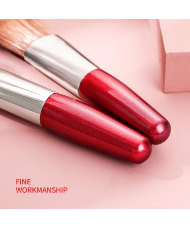 5PCS Portable Mini Makeup Brushes Set with Travel Case - Natural & Synthetic Hair, Travel Size Cosmetic Kit for Foundation, Contouring, Blending, Blush, Eyeshadow - Red - Buy Online on GoSupps.com