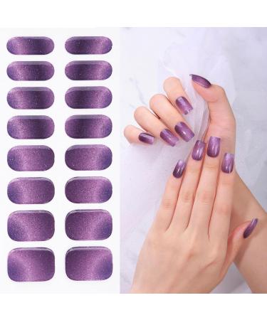 Purple Galaxy Semi Gels Nail Strips Stickers Cured Gel Nails Wraps with Lamp Starter Kit Upgraded 16 Pieces Glossy Soft Self-Adhesive Salon-Quality Uv/LED Lamp Required - Buy Online on GoSupps.com