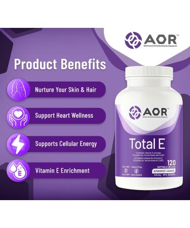 AOR Total E 445mg 120 Softgels Organic Vitamin E Supplement with Tocotrienol & Coenzyme Q10 Ubiquinol CoQ10 Support Cardiovascular Health & Antioxidant Vitamin E8 for Skin Face & Hair Nourishment - Buy Online on GoSupps.com