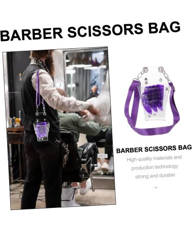 Minkissy Leather Hair Scissors Belt Bag | Salon Tool Holder | Durable PVC Case for Hairdressing Tools - Violet Color - Buy Online on GoSupps.com