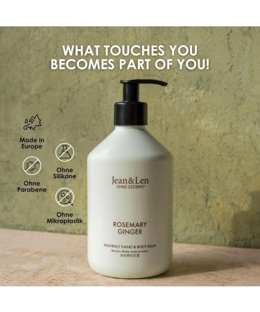 Jean & Len Heavenly Hand & Body Balm - Rosemary & Ginger - Organic Argan Oil & Shea Butter - Paraben & Silicone Free - 500ml - Buy Online on GoSupps.com
