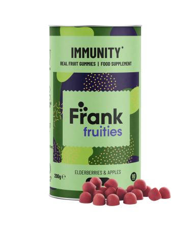 FRANK FRUITIES - Immunity Gummies - 95% Real Fruits! Gummy Supplement for Women and Men with Elderberry & Zinc to Boost Immune System - Sugar & Nasties Free | 80 Vegan Gummies