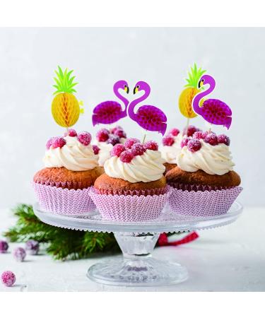 60 Pieces Tropical Cupcake Toppers 3D Flamingo and Pineapple Cupcake Toppers Hawaiian Themed Cake Toppers Picks for Birthday Parties Cake - Buy Online on GoSupps.com