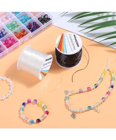 Paxcoo 2 Rolls 0.8mm Elastic Stretchy Bead String Cord for Jewelry Making - Crystal & Black Bracelet String - Buy Online on GoSupps.com