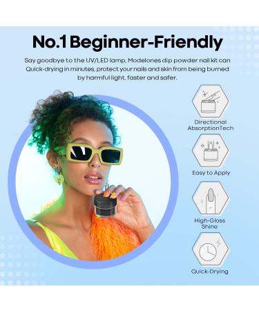 Modelones Dip Powder Black Color French Nail Dipping Powder 1 Oz - Odor-Free, Long-Lasting, No UV Lamp Needed - Buy Online on GoSupps.com