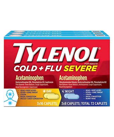 Tylenol Cold + Flu Severe Day & Night Caplets 72 Caplets