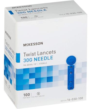 McKesson Twist Lancets 30 Gauge | Push Button Activation | 1.8 mm Depth | 100 Count - Buy Online on GoSupps.com