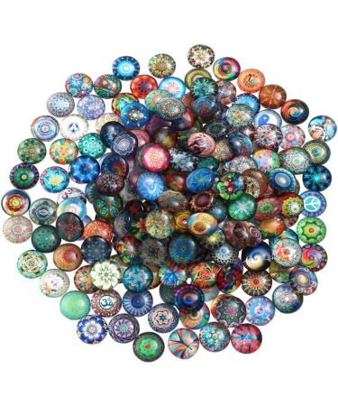 50 Set Printed Glass Cabochons - Flat Back Round Pebbles for Vintage Jewelry & Handicrafts - 1.4cm Gemstone Art Supplies - Buy Online on GoSupps.com