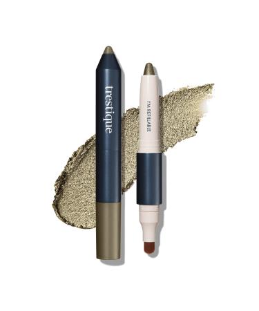 TRE'STIQUE trestique Shadow Crayon  Refillable Eyeshadow Crayon With Built-In Blending Brush  Multi-use Eye Makeup Aspen Shimmer-Refillable