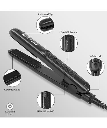 Buy Mini Flat Iron - Ceramic Tourmaline Small Hair Straightener for Short Hair Dual Voltage Travel Edition Portable with Pouch (Black) - Ships Worldwide - Buy Online on GoSupps.com