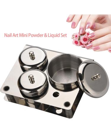 3-Piece Stainless Steel Nail Art Powder Storage Box Set | Compact Manicure Tools for Liquid & Powder | International Shipping Available - Buy Online on GoSupps.com