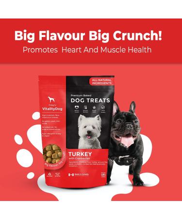 Vitality Dog Turkey with Cranberries (4-Pack) Premium Baked Dog Treats - Training Treats for Dogs Pet Treats Dog Snacks - Made in Canada Grain Free Human Grade 400g / 14.1oz Turkey with Cranberries 400 g (Pack of 4) - Buy Online on GoSupps.com