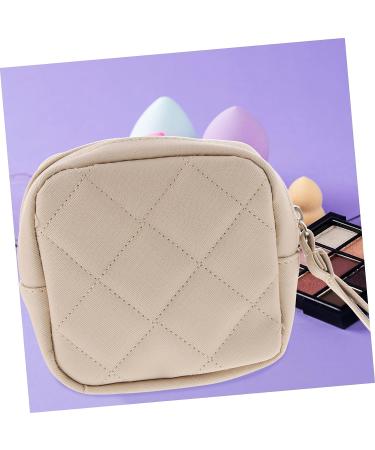 Mini Leather Bracers Makeup Kit Storage Bag - Portable Multifunctional Organizer for Lipsticks, Period Pouch, and Cosmetics - Beige 13x13cm - Buy Online on GoSupps.com