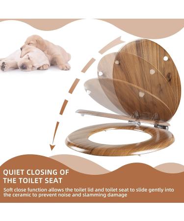 Molded Wood Round Toilet Seat | Quiet Close & Quick Release Hinges | Easy Install & Clean by Angol Shiold (Natural) - Buy Online on GoSupps.com