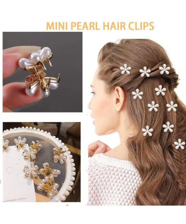 10 Pcs Mini Pearl Hair Claw Clips with Flower Design - Girls Dance Clips & Sweet Hair Accessories - Buy Online on GoSupps.com
