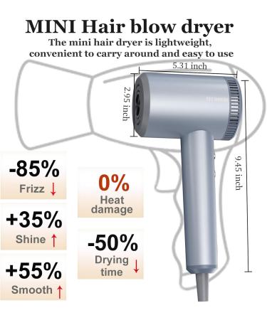 Hair Dryer TECHMERI Ionic Blow Dryer 110 000 RPM High-Speed Brushless Motor Professional Hair Blow Dryer for Fast Drying Thermo-Control Hair Dryers with Nozzle LCD Display Silver Blue - Buy Online on GoSupps.com
