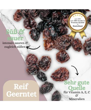  1001 Frucht 1001 Fruit Dried Cherries - 500g - Natural - Sugar-Free - From Germany - Untreated Oxygenated Cherries - Sun-Dried - Auraine Cherries - Buy Online on GoSupps.com