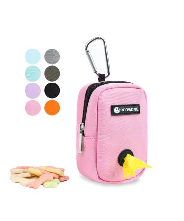 Small Treat Bag with Poop Bag Dispenser for Leash Portable Walking Bags Poop Bag Holder Hands Free Dog Treat Bag (Pink)