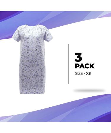 AMZ Medical Supply X-Small Hospital Gowns for Women - Pack of 3 White Patient Gowns with Bird Print - Front and Back Snaps - Soft Cotton - Convenient Labor and Delivery Gowns - Buy Online on GoSupps.com