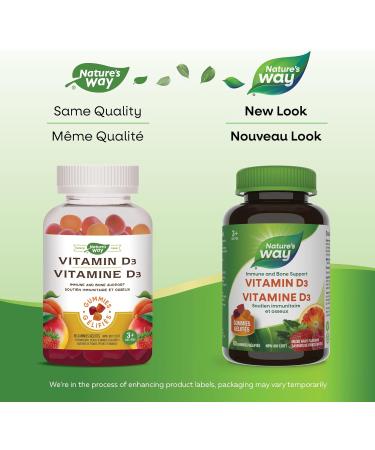 Nature's Way Vitamin D Gummies - Immune and Bone Support - 1000 IU Vitamin D3 per gummy - Strawberry Peach and Mango Flavoured Gummies - 60 Gummies - Buy Online on GoSupps.com