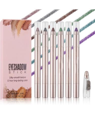 Shiny Eyeshadow Stick Cream Eyeshadow Stick Glitter Cream Eyeliner Set Water Resistant Pearlescent Eyeshadow Sticks 6 Piece Makeup Eyeliner Set - Buy Online on GoSupps.com