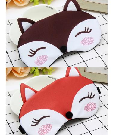 2 Pack Fox Sleep Mask Eye Blindfold Cover Cute Fun Kids Women Men Red and Dark Purple 7.3 x 4.5 Inch 0.9 ounces 1.0 Count