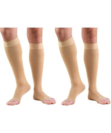 Truform 20-30 mmHg Compression Stockings for Men & Women - Knee High Open Toe Beige 2X-Large 2 Count - Best for Circulation Support & Comfort - Buy Online on GoSupps.com