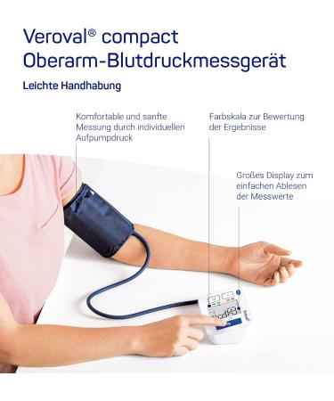 Veroval Compact Blood Pressure Meter - Clinically Validated Upper Arm Monitor with Cuff Control & Cardiac Arrhythmia Detection | International Shipping - Buy Online on GoSupps.com
