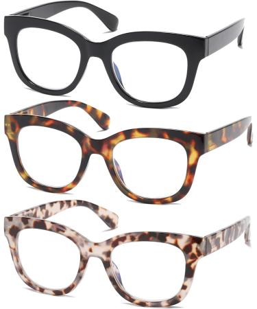 Fsread Oversized Blue Light Blocking Computer Glasses for Women Readers +0.0 Strength - Retro Style with Spring Hinge - Buy Online on GoSupps.com